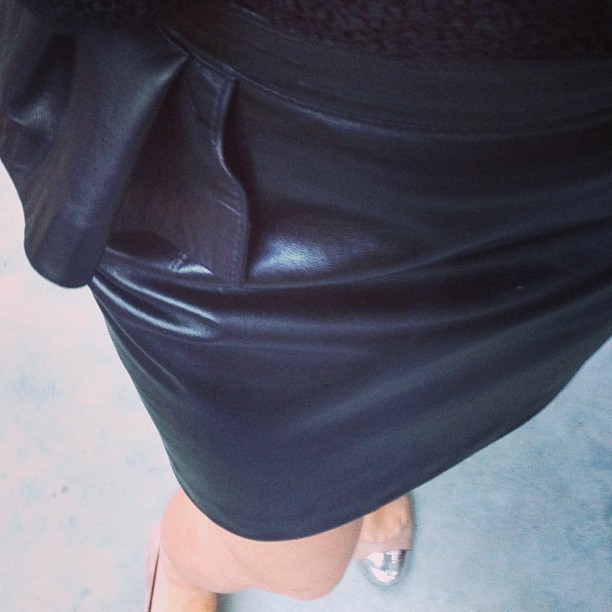 leather peplum close up