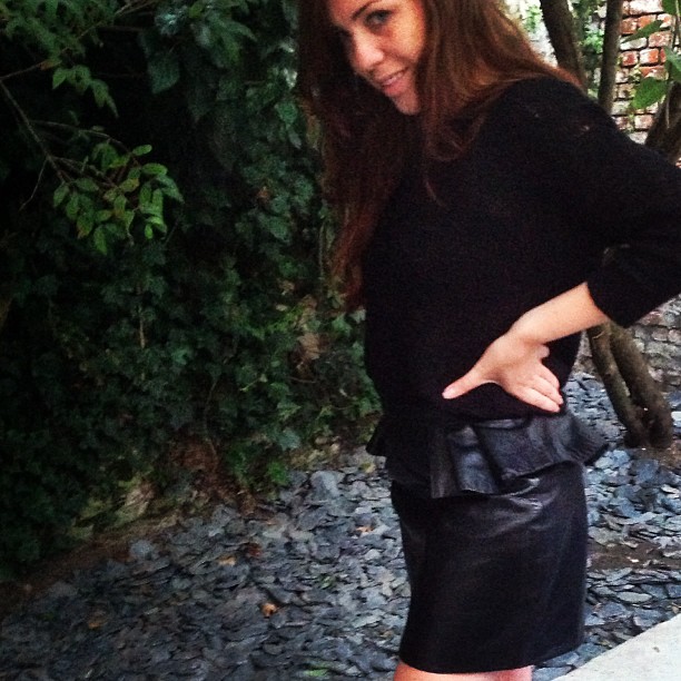 picture leather peplum